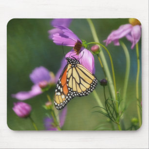 Monarch Butterfly On Pink Flowers Mousepad