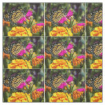 Monarch Butterfly on pink marigold Fabric