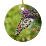 Monarch Butterfly on Purple Butterfly Bush Ceramic Ornament
