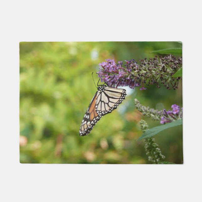 Monarch Butterfly on Purple Butterfly Bush Doormat (Front)