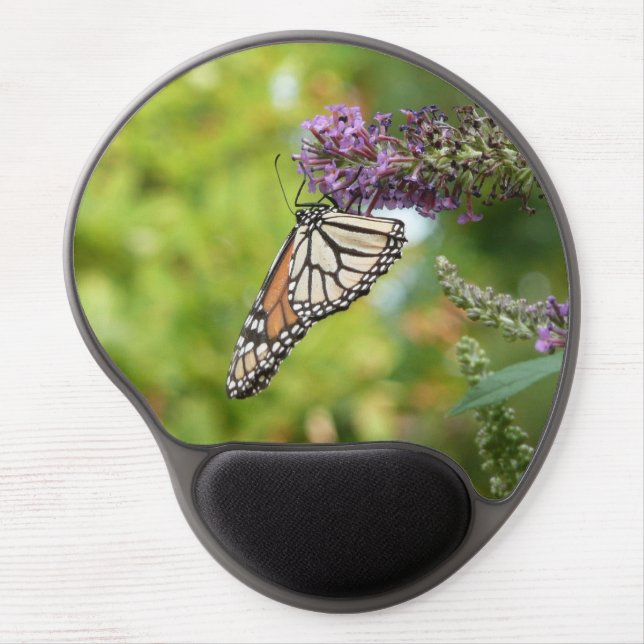 Monarch Butterfly on Purple Butterfly Bush Gel Mouse Pad (Front)