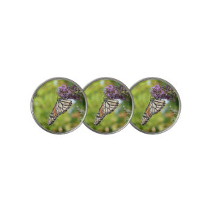 Monarch Butterfly on Purple Butterfly Bush Golf Ball Marker