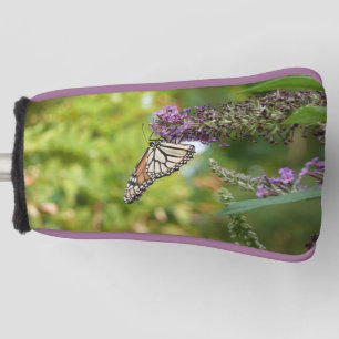 Monarch Butterfly on Purple Butterfly Bush Golf Head Cover