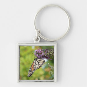 Monarch Butterfly on Purple Butterfly Bush Keychain