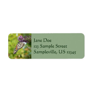 Monarch Butterfly on Purple Butterfly Bush Label