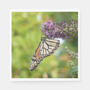 Monarch Butterfly on Purple Butterfly Bush Napkins