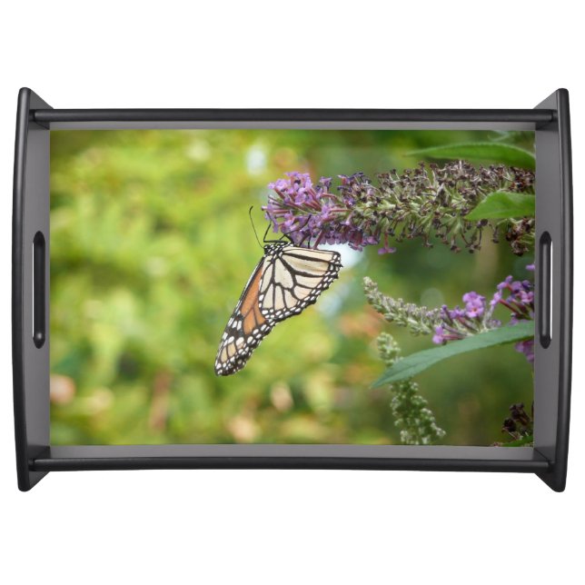 Monarch Butterfly on Purple Butterfly Bush Serving Tray (Front)
