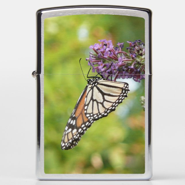 Monarch Butterfly on Purple Butterfly Bush Zippo Lighter (Front)