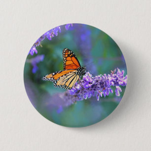Monarch Butterfly on Purple lilac Flower Button