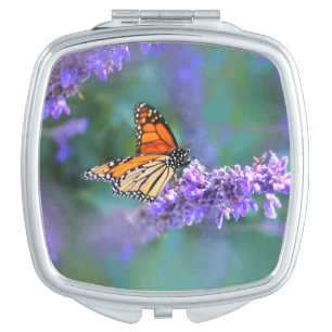 Monarch Butterfly on Purple lilac Flower Compact Mirror