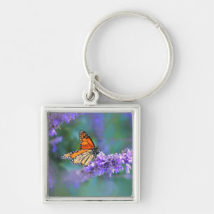 Monarch Butterfly on Purple lilac Flower Keychain