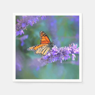 Monarch Butterfly on Purple lilac Flower Napkins