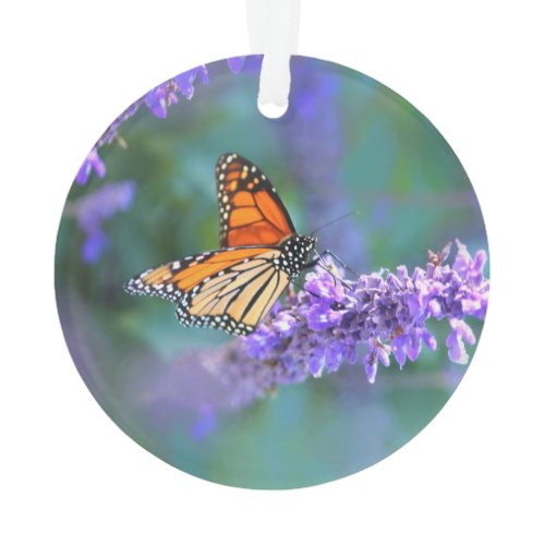 Monarch Butterfly on Purple lilac Flower Ornament