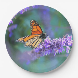 Monarch Butterfly on Purple lilac Flower Paper Plates