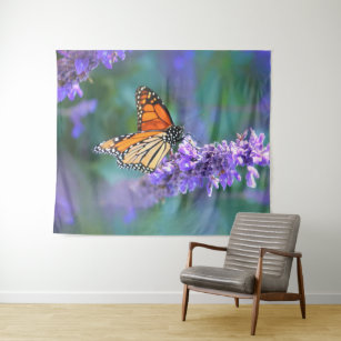 Monarch Butterfly on Purple lilac Flower Tapestry