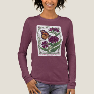 Monarch butterfly on purple milkweed Tri-Blend shirt