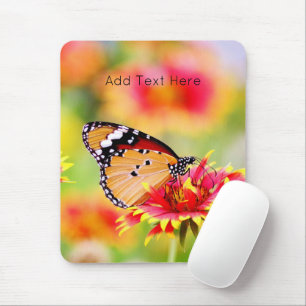 Monarch Butterfly on Red and Yellow Flower Mouse Pad