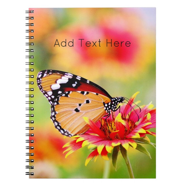 Monarch Butterfly on Red and Yellow Flower Notebook (Front)