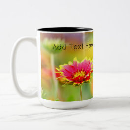 Monarch Butterfly on Red and Yellow Flower Two-Tone Coffee Mug