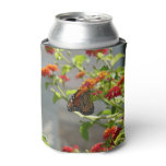 Monarch Butterfly on Red Butterfly Bush Can Cooler