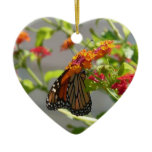 Monarch Butterfly on Red Butterfly Bush Ceramic Ornament