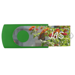 Monarch Butterfly on Red Butterfly Bush Flash Drive