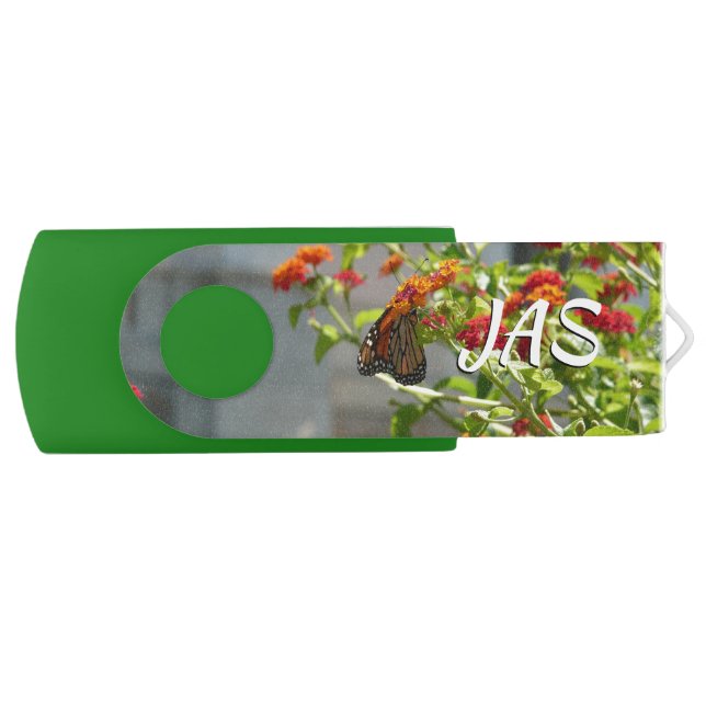Monarch Butterfly on Red Butterfly Bush Flash Drive (Front)