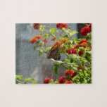 Monarch Butterfly on Red Butterfly Bush Jigsaw Puzzle