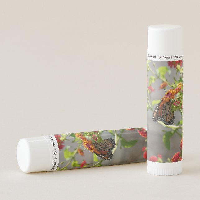 Monarch Butterfly on Red Butterfly Bush Lip Balm (Front)