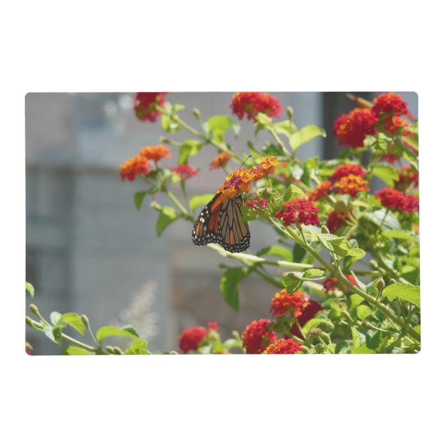 Monarch Butterfly on Red Butterfly Bush Placemat (Front)