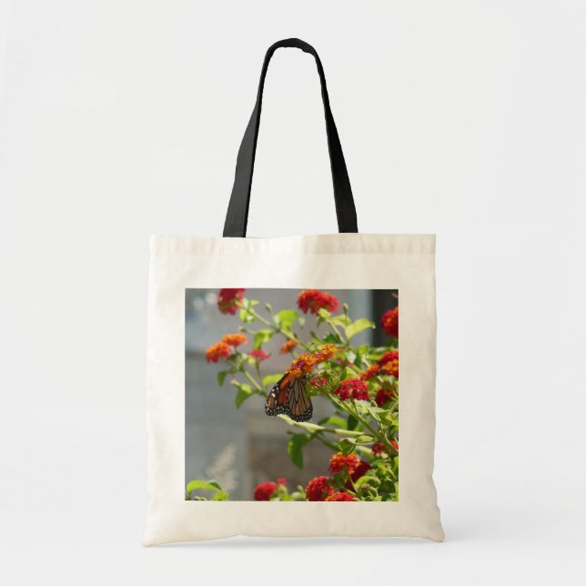 Monarch Butterfly on Red Butterfly Bush Tote Bag (Front)
