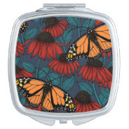 Monarch Butterfly On Red Coneflowers Compact Mirror at Zazzle