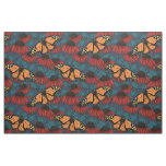 Monarch butterfly on red coneflowers fabric