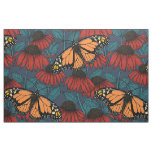 Monarch butterfly on red coneflowers fabric