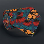 Monarch butterfly on red coneflowers neck tie<br><div class="desc">Hand-drawn seamless pattern with coneflowers and monarch butterflies.</div>