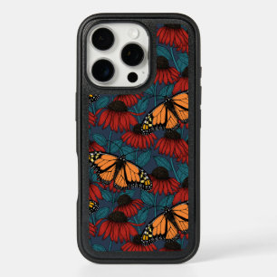 Monarch butterfly on red coneflowers iPhone 16 pro case