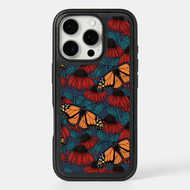 Monarch butterfly on red coneflowers otterbox iPhone case (Back)
