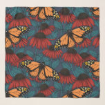Monarch butterfly on red coneflowers scarf<br><div class="desc">Hand-drawn seamless pattern with coneflowers and monarch butterflies.</div>