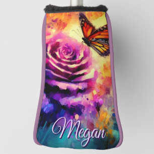 Monarch Butterfly on Rose at Sunset Personalized Golf Head Cover