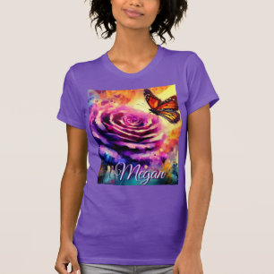 Monarch Butterfly on Rose at Sunset Personalized T-Shirt