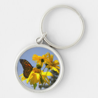 Monarch Butterfly On Sunflower Keychain