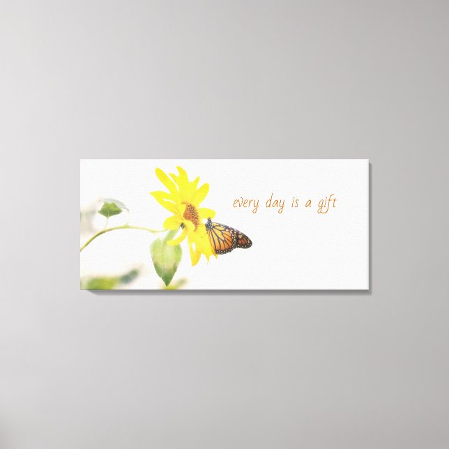 Monarch Butterfly on Sunflower Positive Nature Canvas Print (Front)