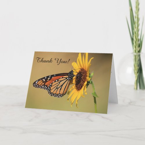 Monarch Butterfly on Sunflower Thank You Card