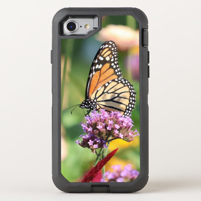 Monarch Butterfly on Verbena & Dahlia Otterbox iPhone Case (Back)