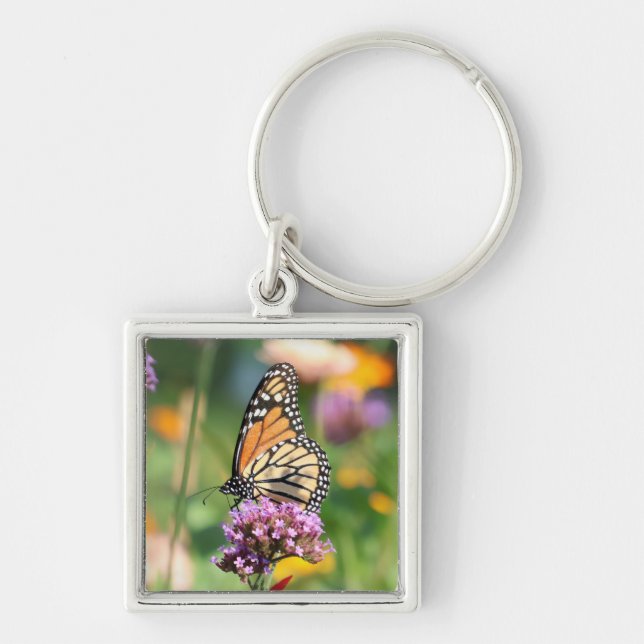 Monarch Butterfly on Verbena Keychain (Front)