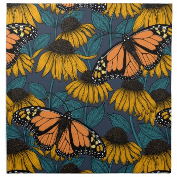 Monarch Butterfly On Yellow Coneflowers Cloth Napkin by PaintedAnimals at Zazzle