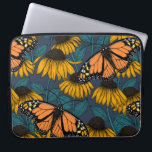 Monarch butterfly on yellow coneflowers laptop sleeve<br><div class="desc">Hand-drawn seamless pattern with coneflowers and monarch butterflies.</div>