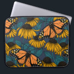 Monarch butterfly on yellow coneflowers laptop sleeve<br><div class="desc">Hand-drawn seamless pattern with coneflowers and monarch butterflies.</div>