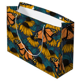 Monarch butterfly on yellow coneflowers large gift bag