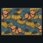 Monarch butterfly on yellow coneflowers tissue paper<br><div class="desc">Hand-drawn seamless pattern with coneflowers and monarch butterflies.</div>